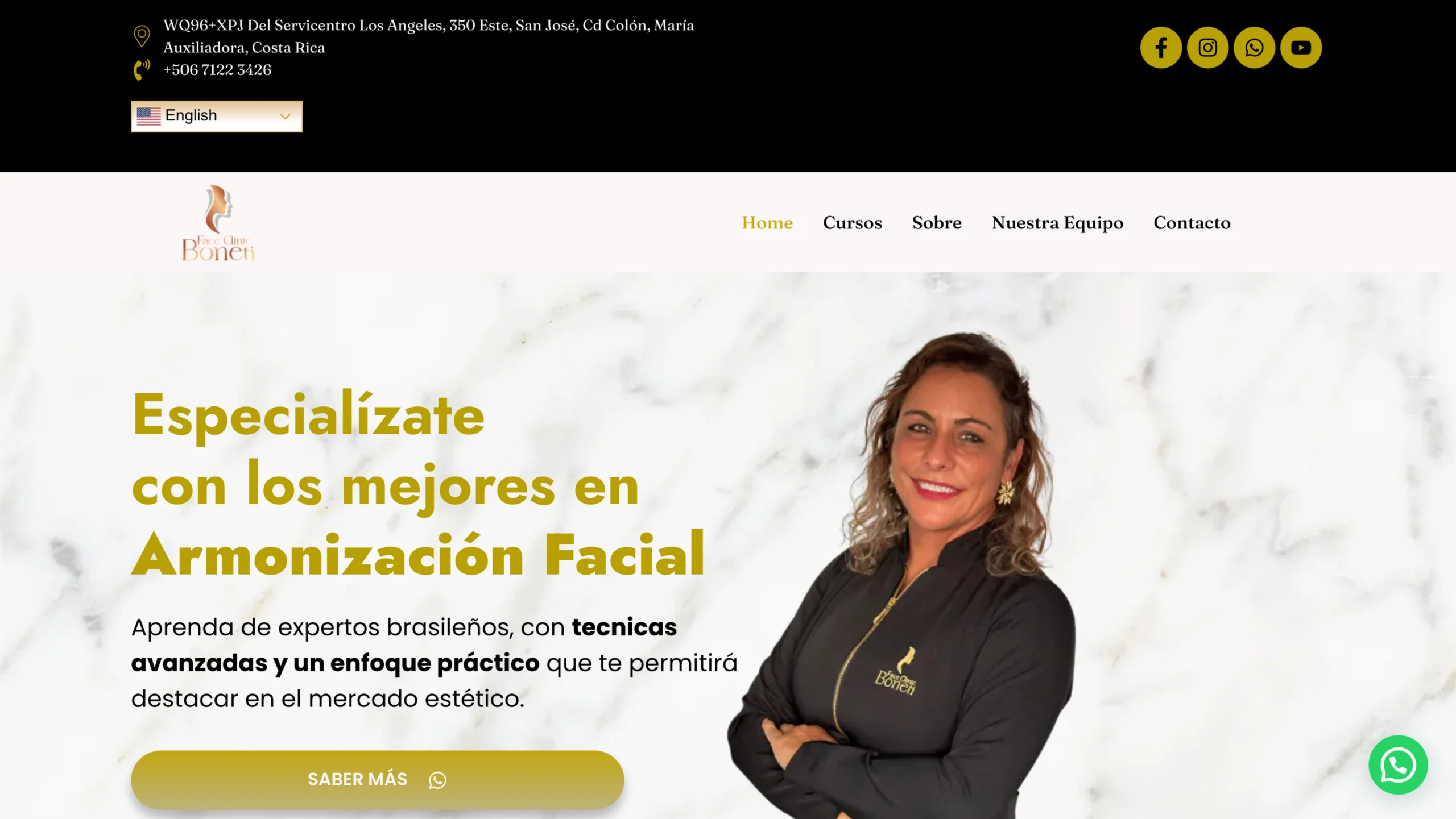Website para clínica de harmonização facial na Costa Rica, com foco em SEO local, GEO e posicionamento premium para atrair pacientes qualificados.